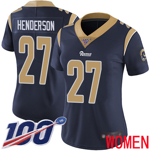 Los Angeles Rams Limited Navy Blue Women Darrell Henderson Home Jersey NFL Football #27 100th Season Vapor Untouchable->women nfl jersey->Women Jersey
